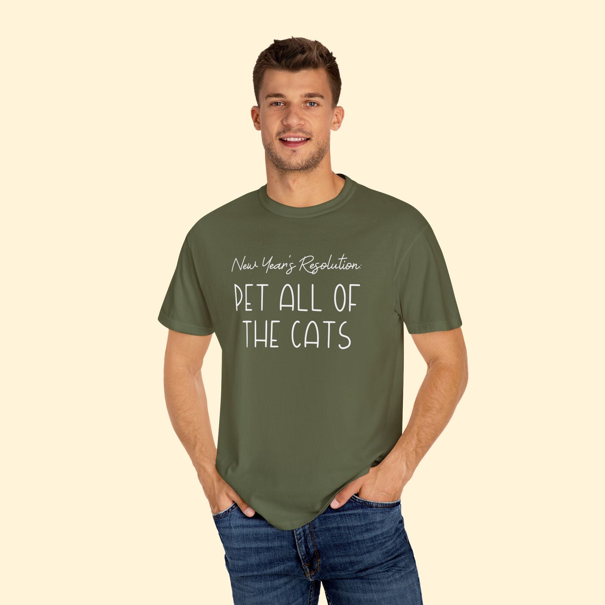 New Year's Resolution: Pet All Of The Cats | Comfort Colors Unisex T-shirt - Detezi Designs - 14325772500076052223