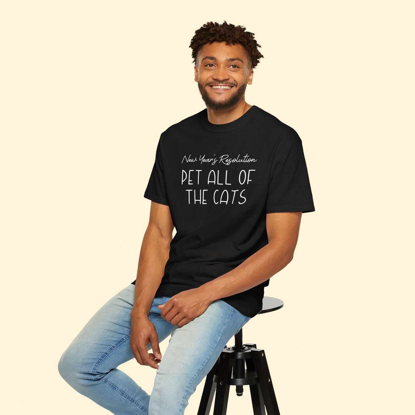 New Year's Resolution: Pet All Of The Cats | Comfort Colors Unisex T-shirt - Detezi Designs - 14325772500076052223