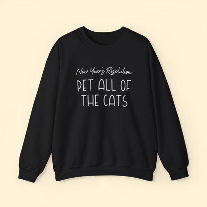 New Year's Resolution: Pet All Of The Cats | Crewneck Sweatshirt - Detezi Designs - 27848301579845719239