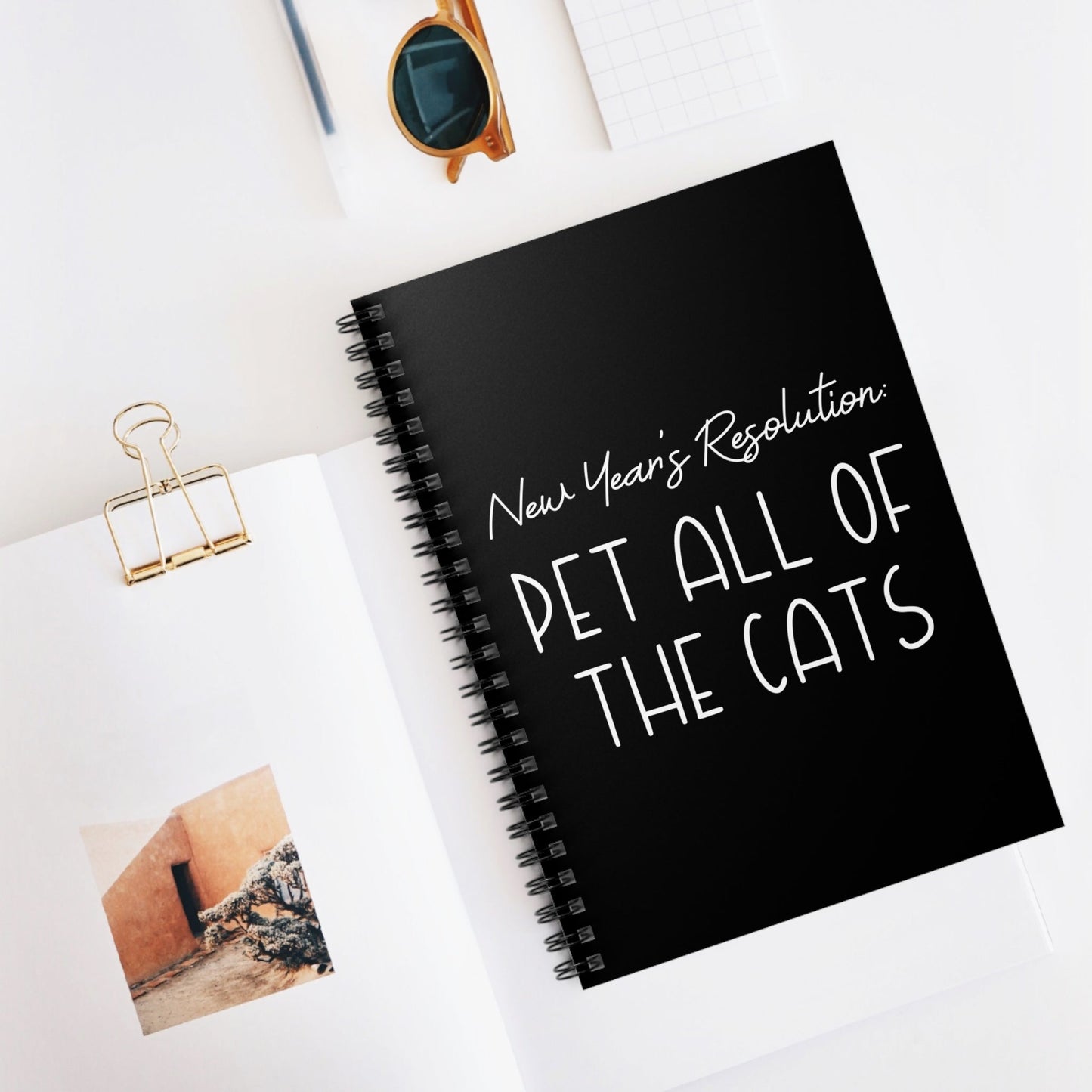 New Year's Resolution: Pet All Of The Cats | Notebook - Detezi Designs - 10380407094498697770