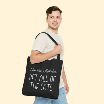 New Year's Resolution: Pet All Of The Cats | Tote Bag - Detezi Designs - 22503838444122142382