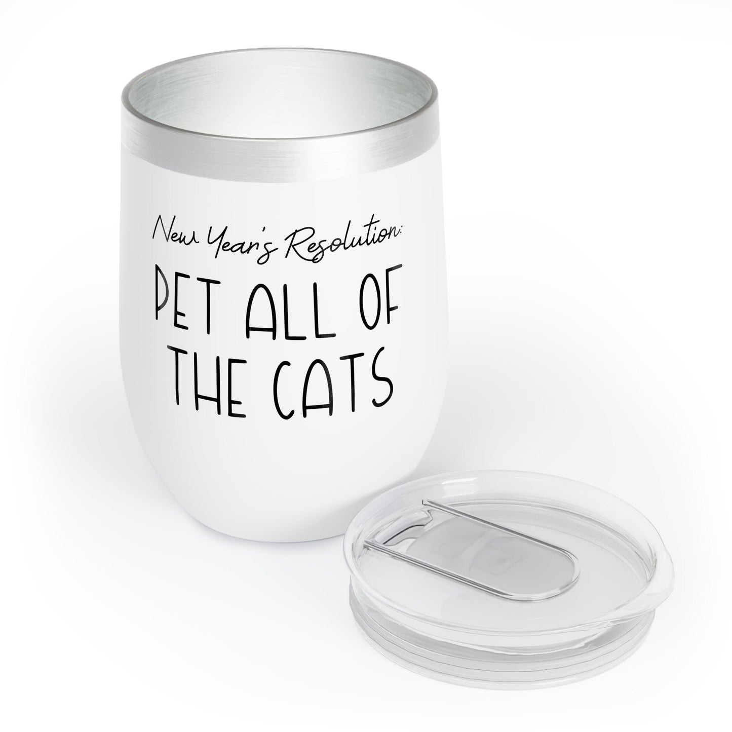 New Year's Resolution: Pet All Of The Cats | Wine Tumbler - Detezi Designs - 28658671893011183268