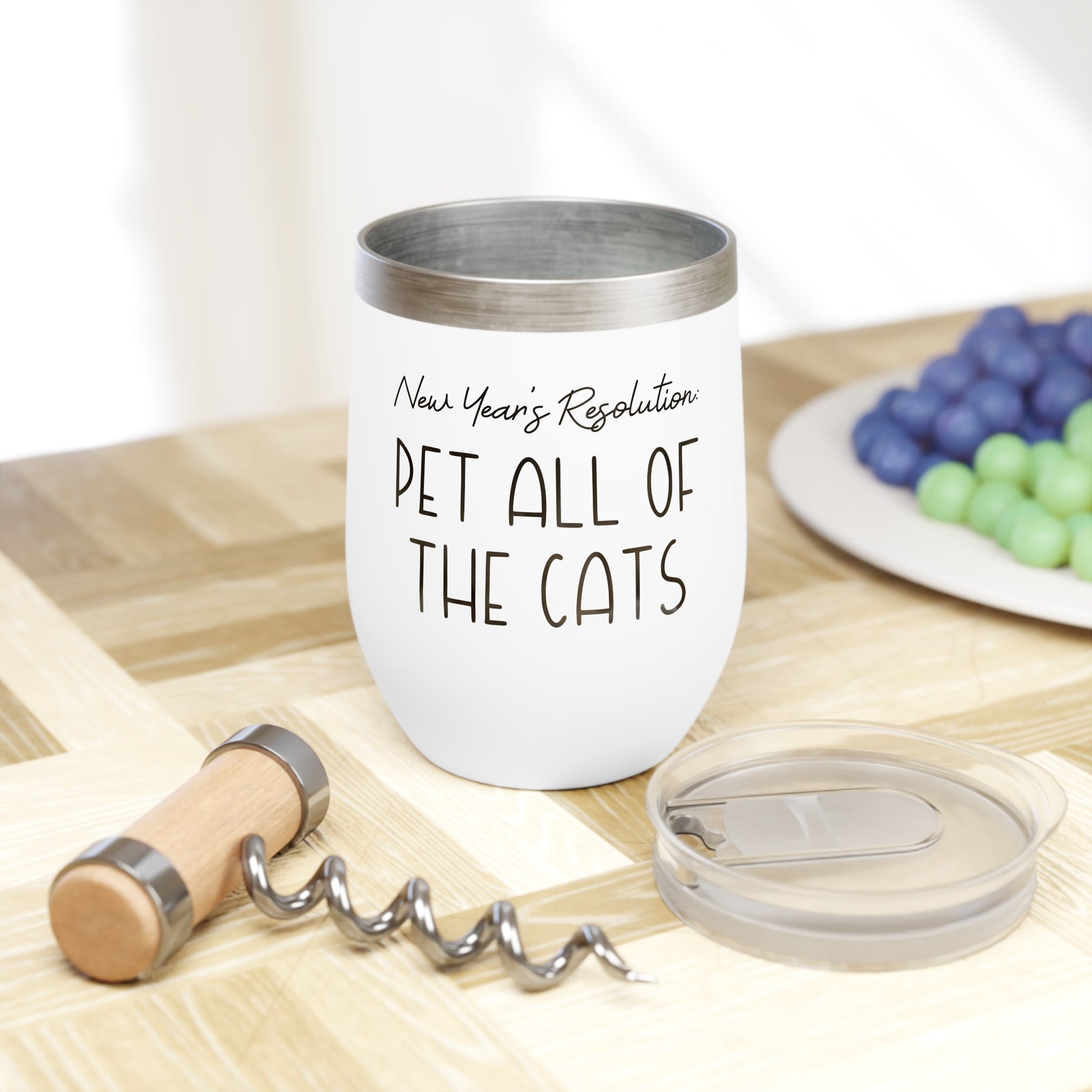 New Year's Resolution: Pet All Of The Cats | Wine Tumbler - Detezi Designs - 28658671893011183268