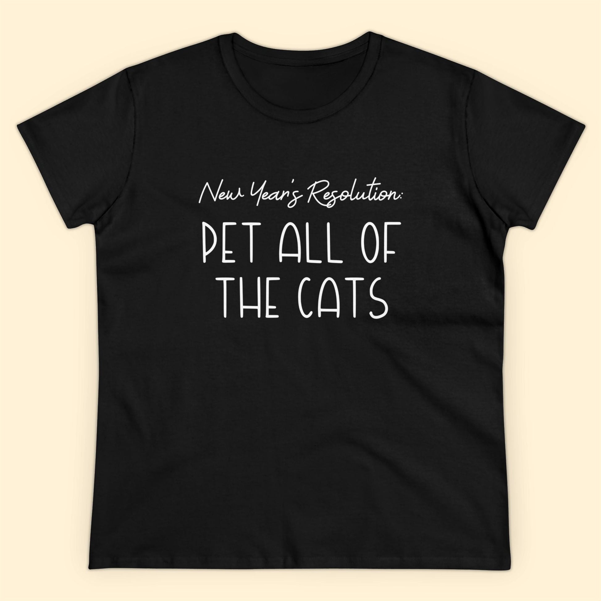 New Year's Resolution: Pet All Of The Cats | Women's Midweight Cotton Tee - Detezi Designs - 12077005070343224355