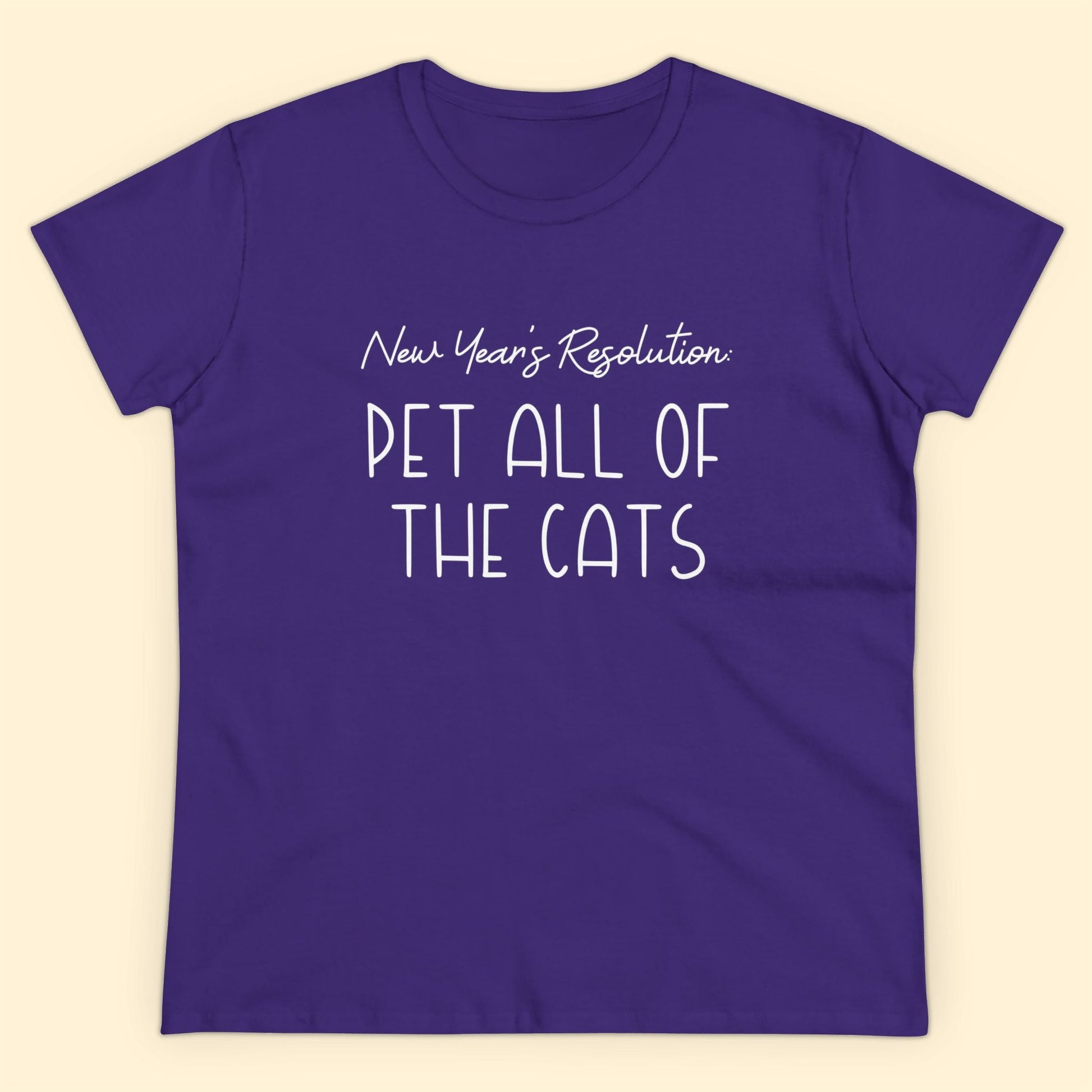 New Year's Resolution: Pet All Of The Cats | Women's Midweight Cotton Tee - Detezi Designs - 20715429088759665067