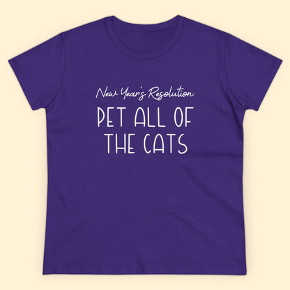 New Year's Resolution: Pet All Of The Cats | Women's Midweight Cotton Tee - Detezi Designs - 20715429088759665067