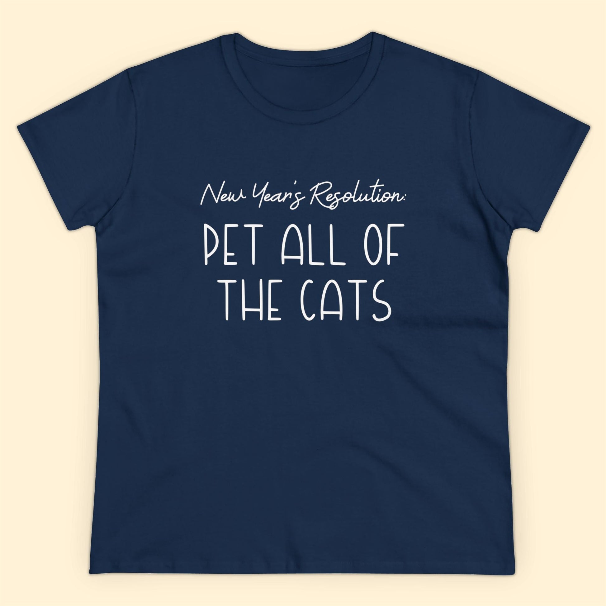 New Year's Resolution: Pet All Of The Cats | Women's Midweight Cotton Tee - Detezi Designs - 22124974343883444431