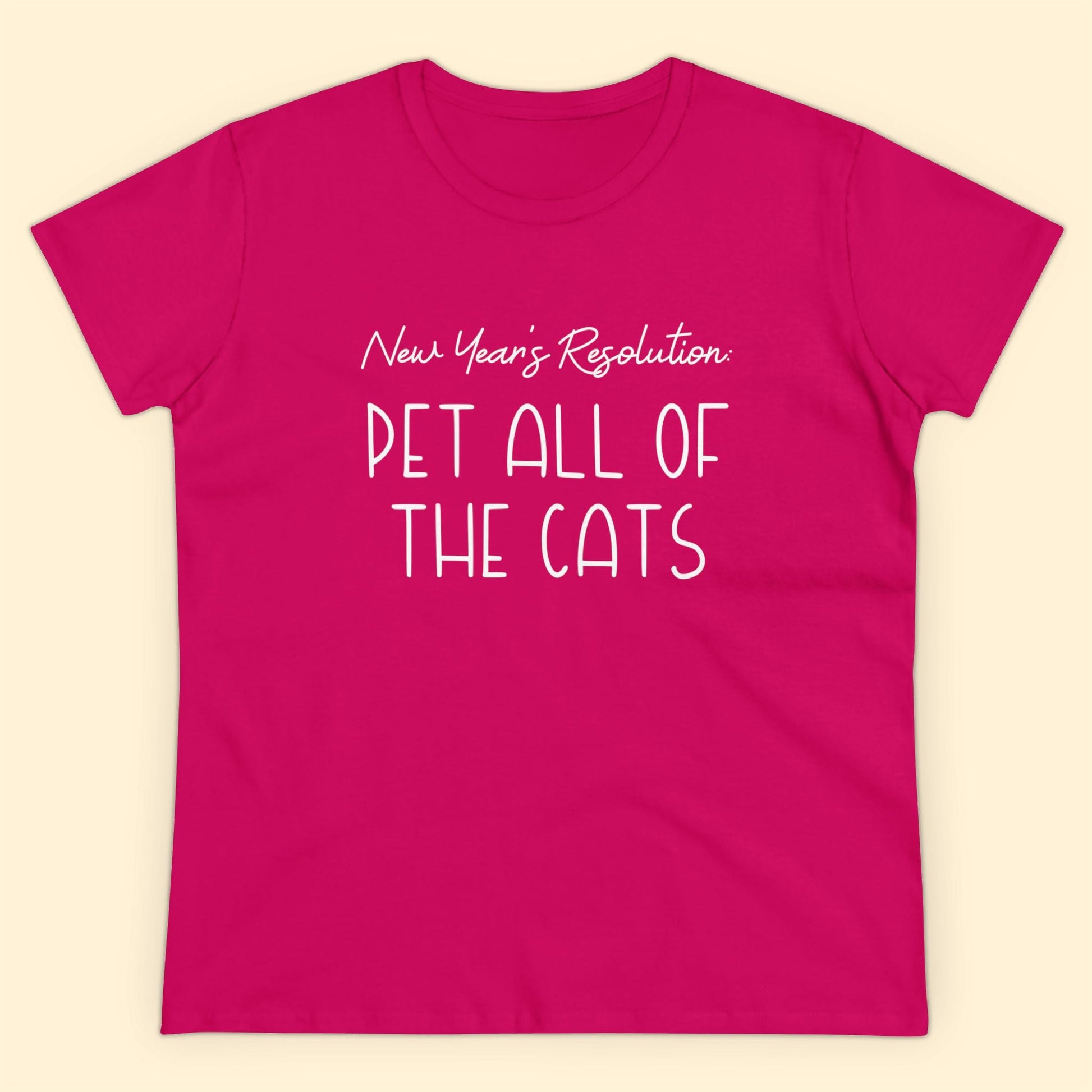 New Year's Resolution: Pet All Of The Cats | Women's Midweight Cotton Tee - Detezi Designs - 91085012642641298310