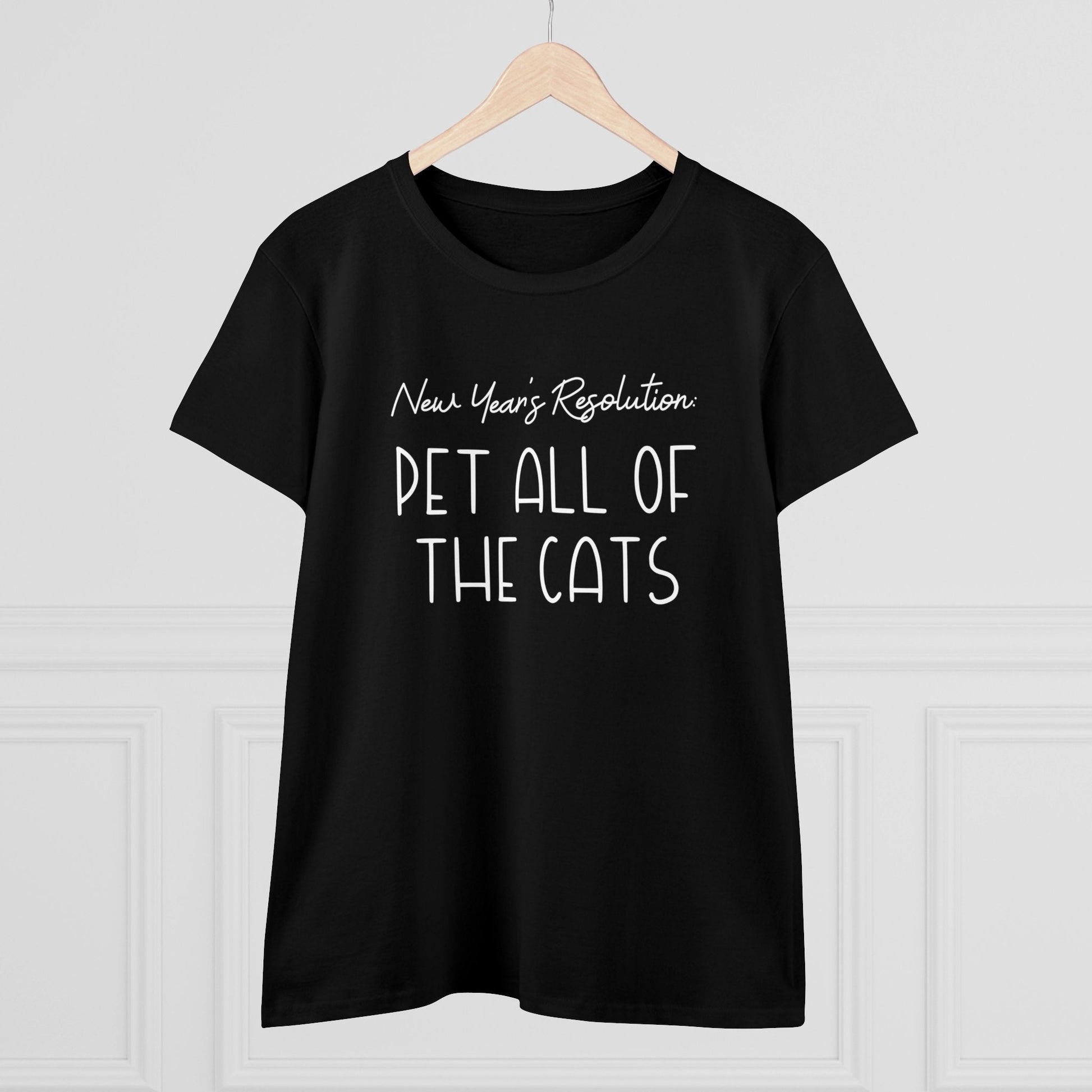 New Year's Resolution: Pet All Of The Cats | Women's Midweight Cotton Tee - Detezi Designs - 91085012642641298310