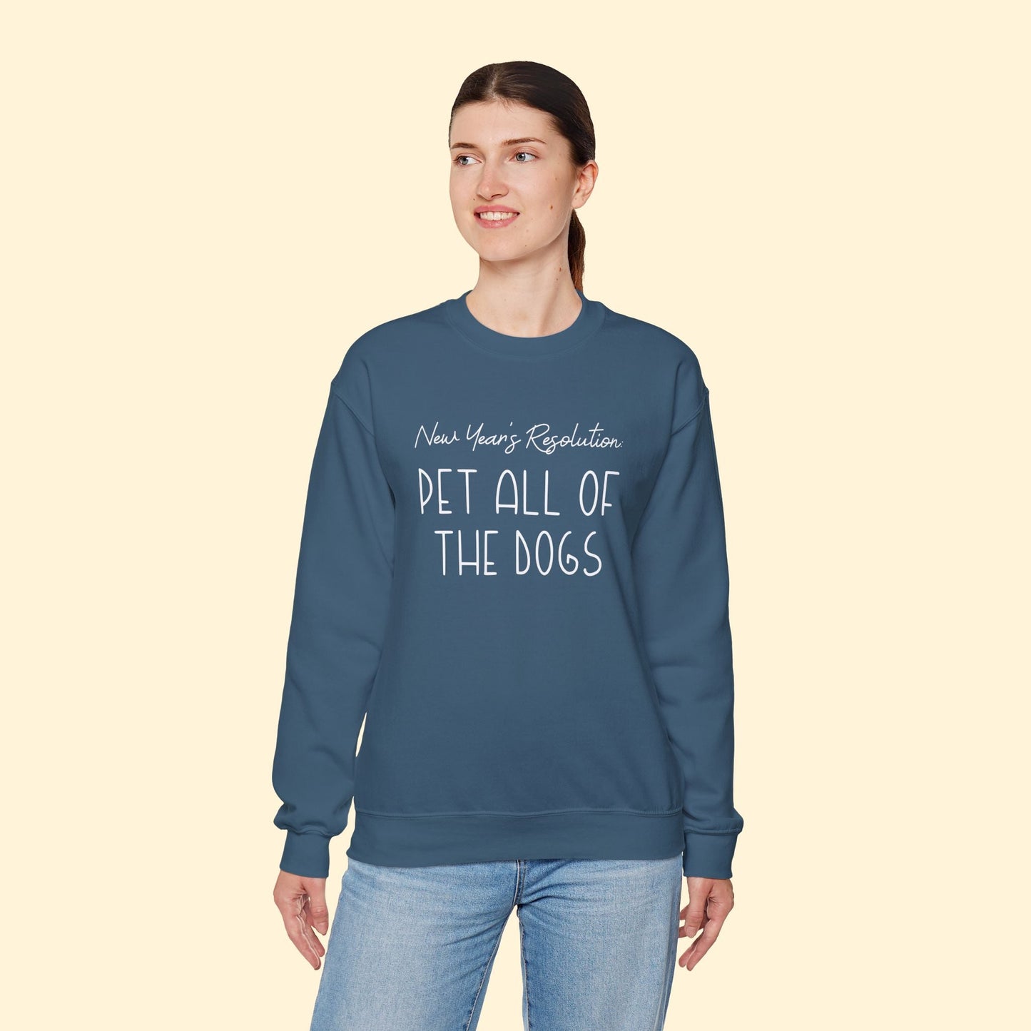 New Year's Resolution: Pet All Of The Dogs | Crewneck Sweatshirt - Detezi Designs - 28475512932645334235