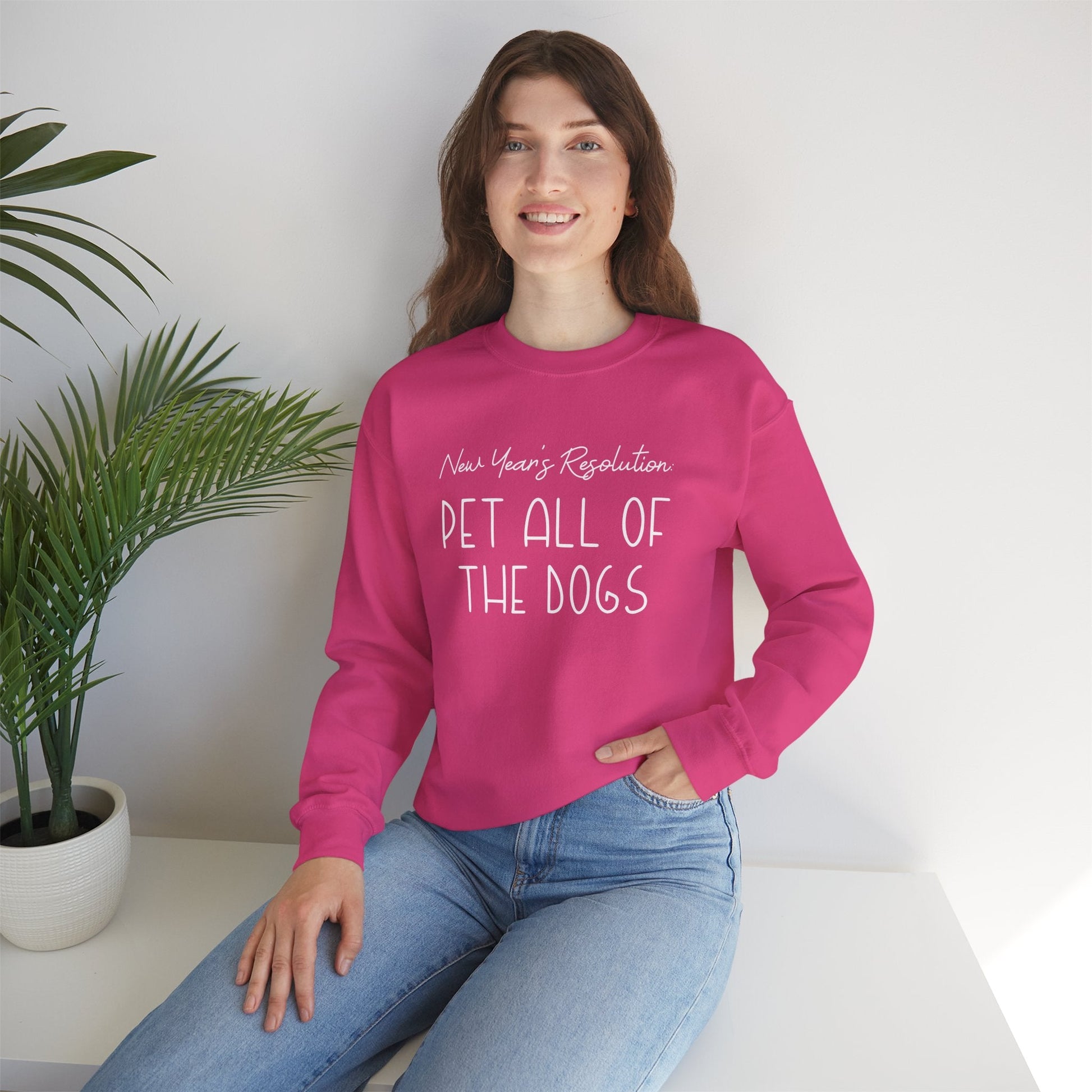 New Year's Resolution: Pet All Of The Dogs | Crewneck Sweatshirt - Detezi Designs - 28475512932645334235