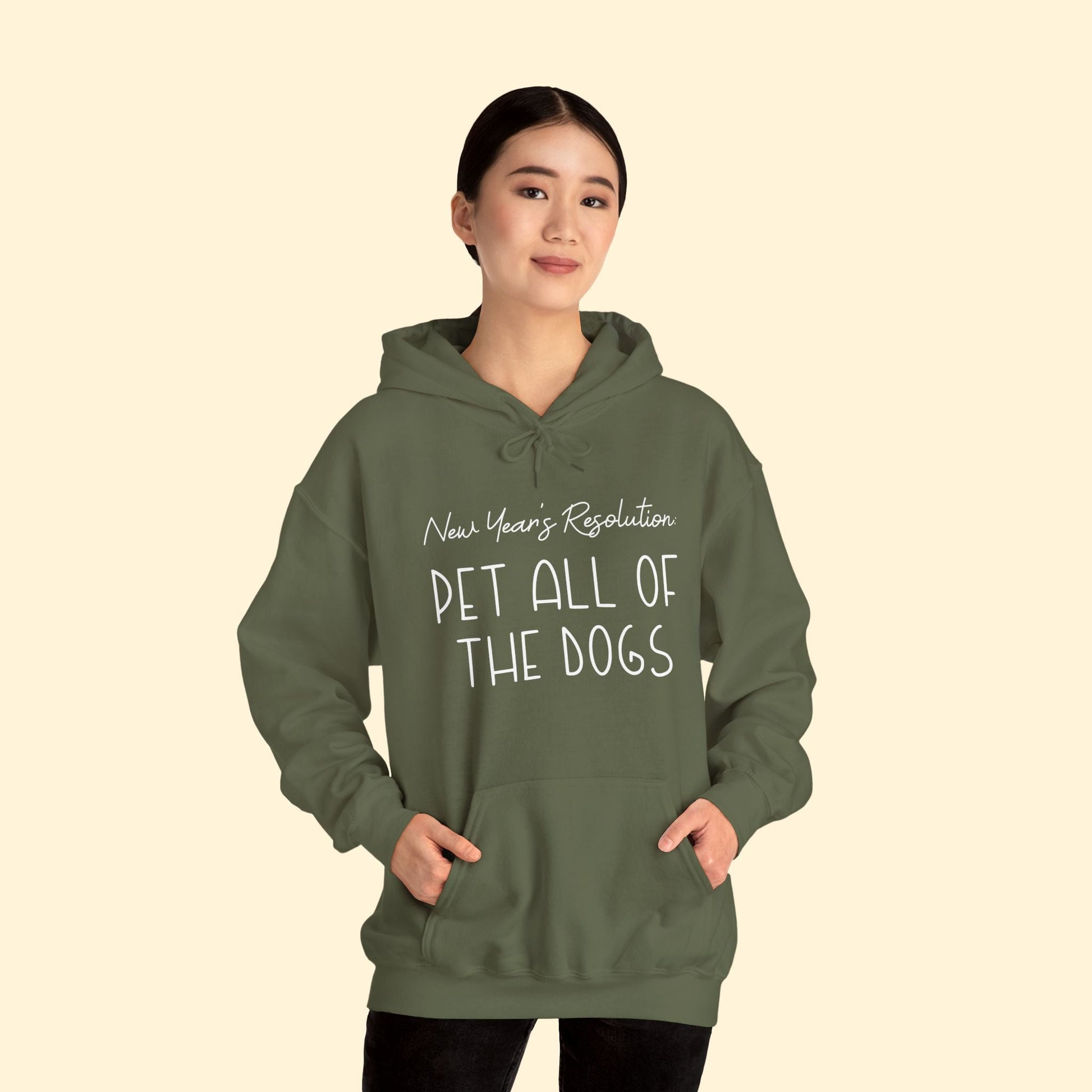 New Year's Resolution: Pet All Of The Dogs | Hooded Sweatshirt - Detezi Designs - 20003415252730906031