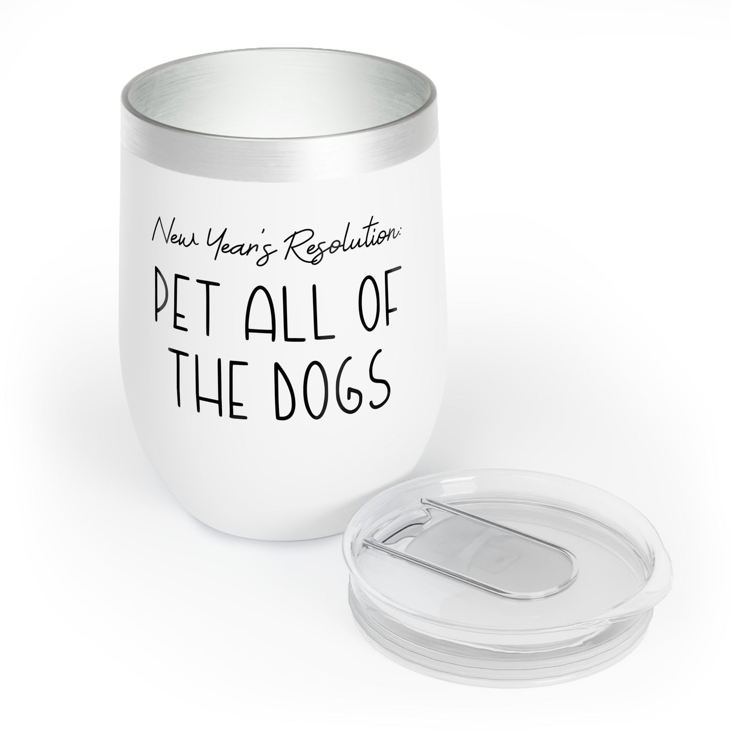 New Year's Resolution: Pet All Of The Dogs | Wine Tumbler - Detezi Designs - 46641296776591182717