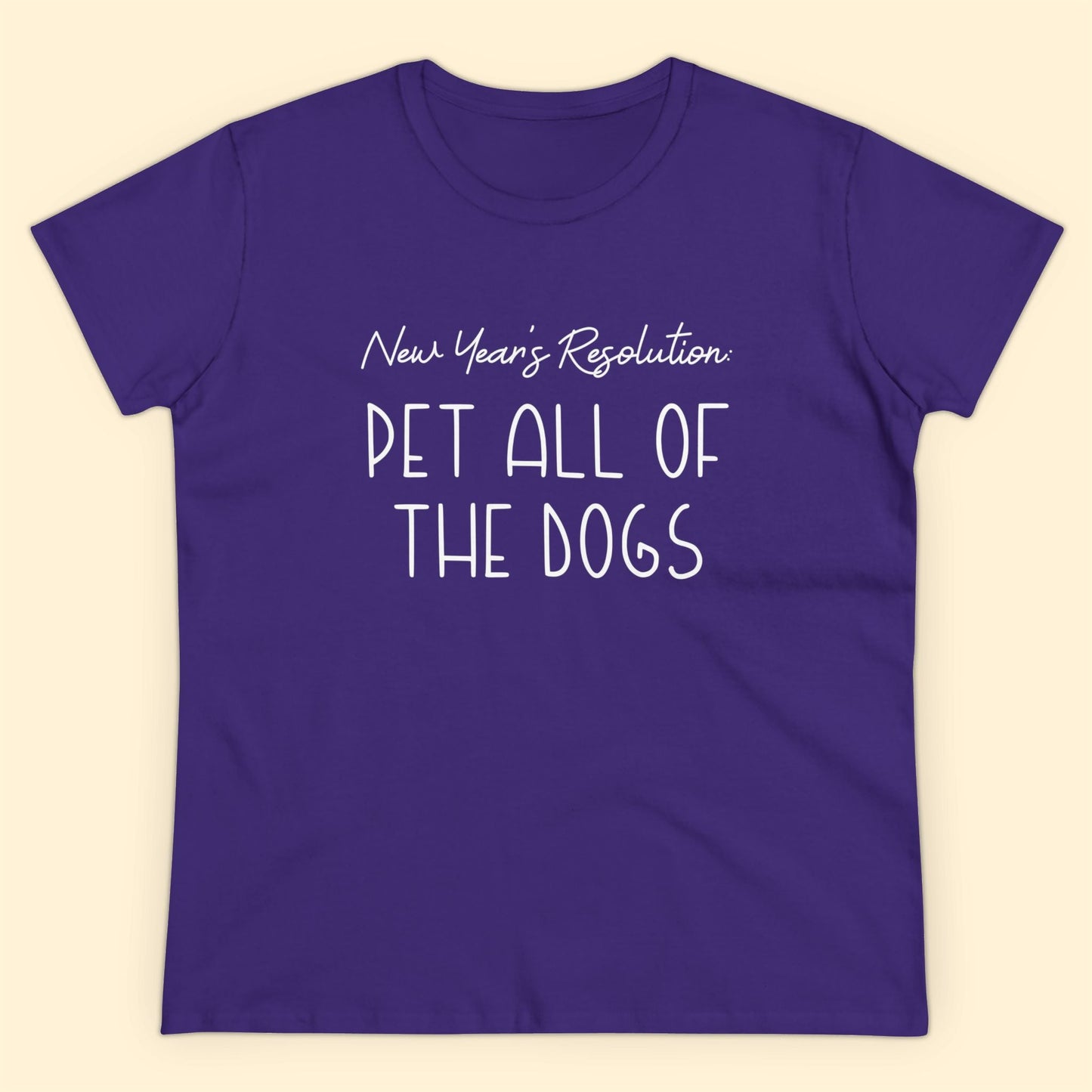 New Year's Resolution: Pet All Of The Dogs | Women's Midweight Cotton Tee - Detezi Designs - 13471432828091545956