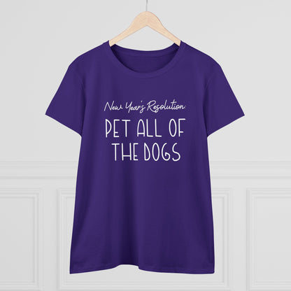 New Year's Resolution: Pet All Of The Dogs | Women's Midweight Cotton Tee - Detezi Designs - 16162116824497325865