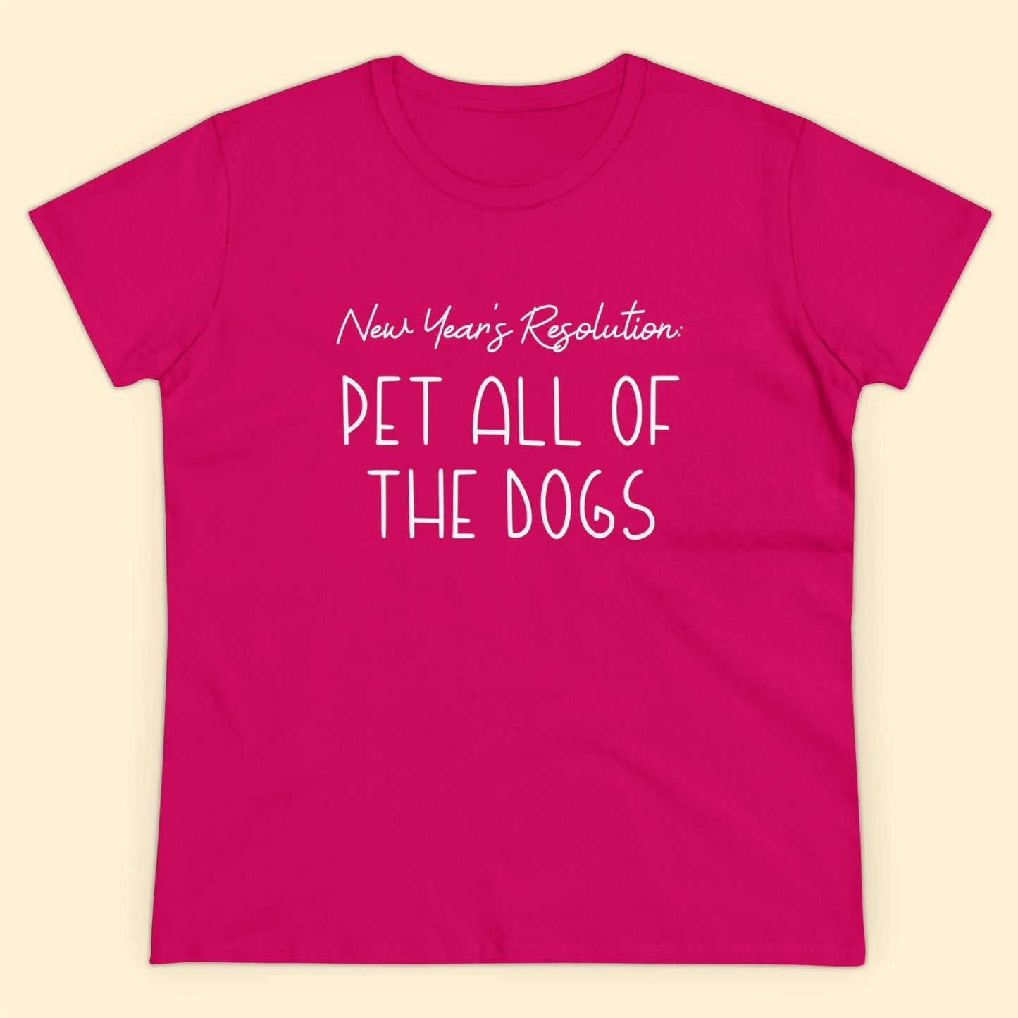 New Year's Resolution: Pet All Of The Dogs | Women's Midweight Cotton Tee - Detezi Designs - 16162116824497325865