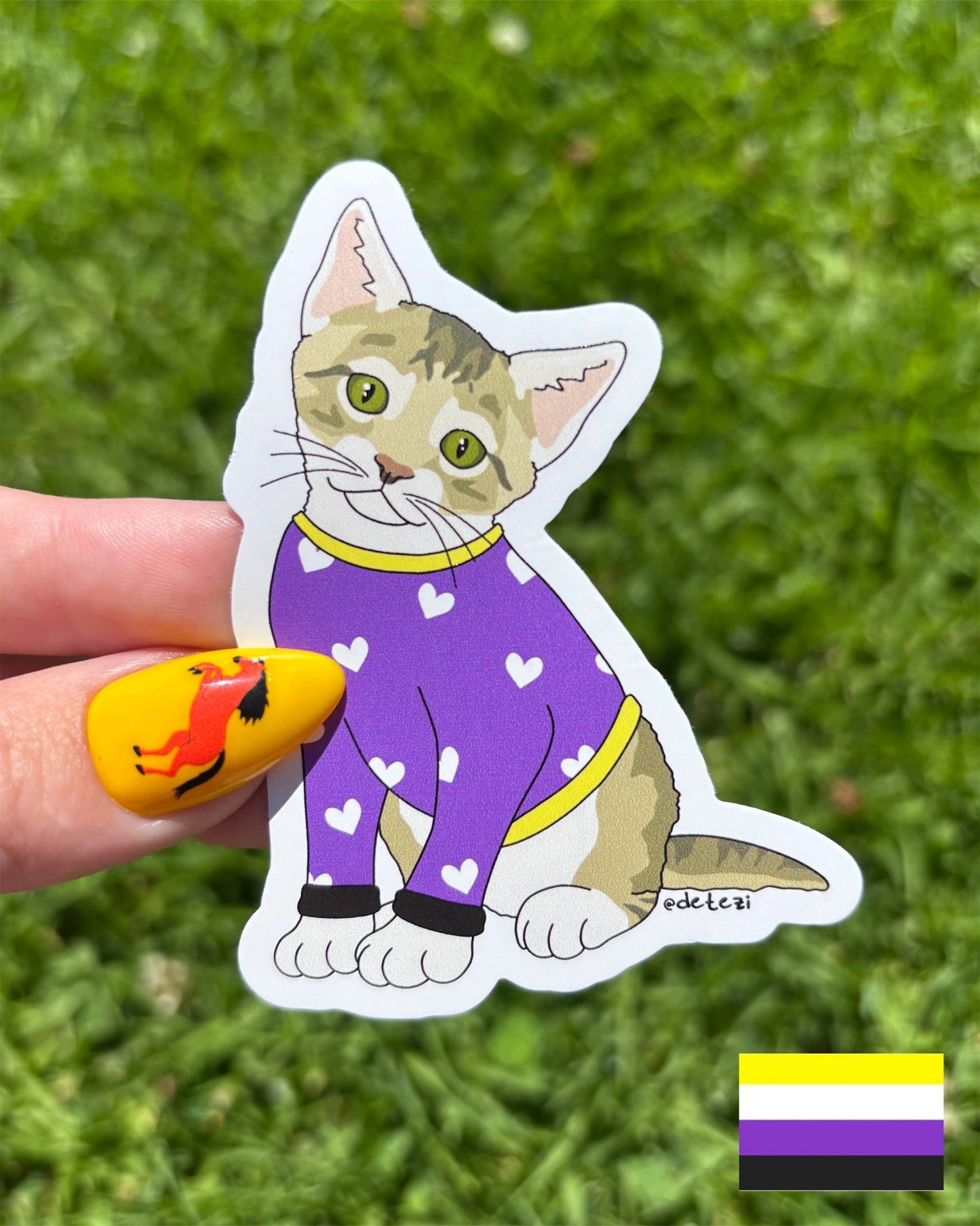 Nonbinary Kitten | Vinyl Sticker - Detezi Designs-