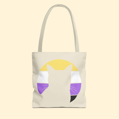 Nonbinary Pride | Cat Silhouette | Tote Bag - Detezi Designs - 14458881790107724882