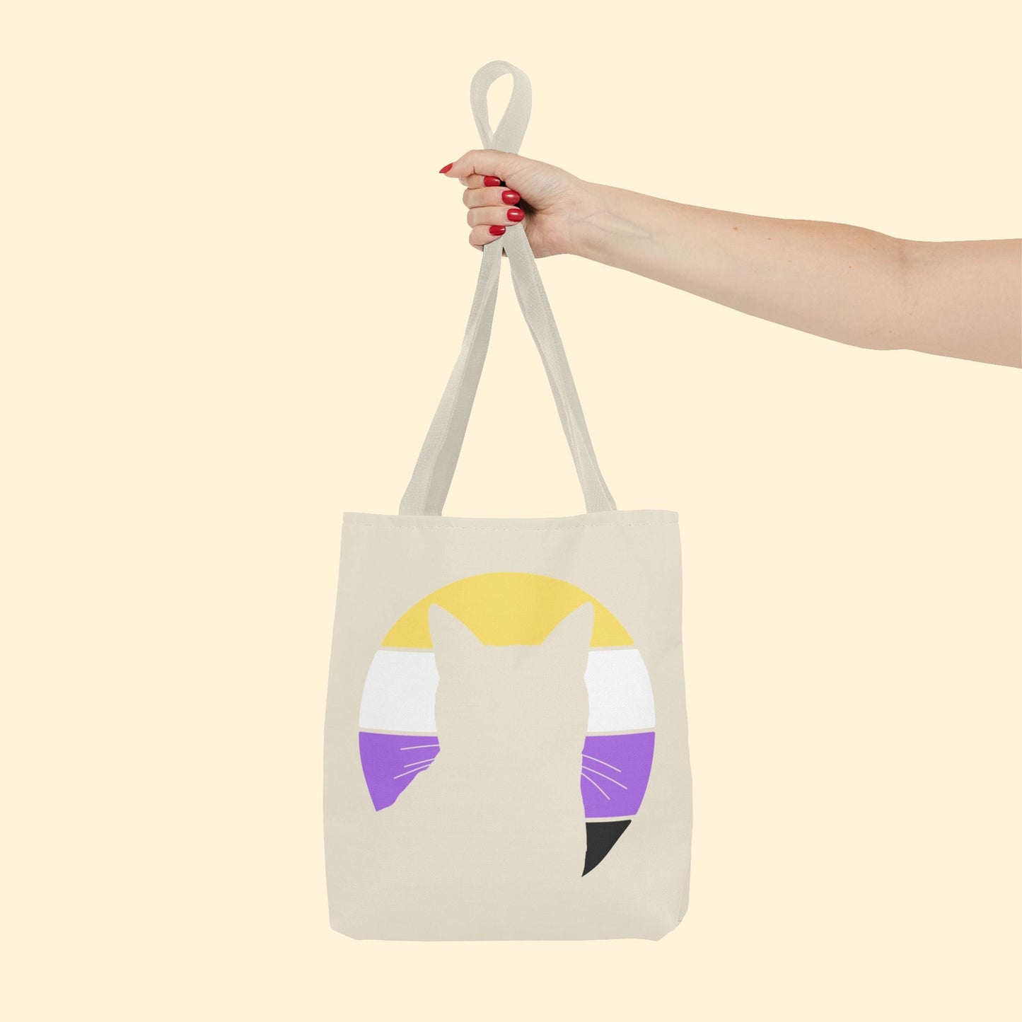 Nonbinary Pride | Cat Silhouette | Tote Bag - Detezi Designs - 17532634907324687362