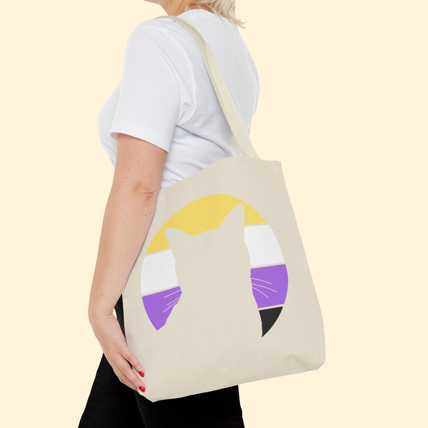 Nonbinary Pride | Cat Silhouette | Tote Bag - Detezi Designs - 17532634907324687362