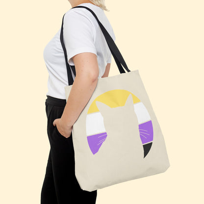 Nonbinary Pride | Cat Silhouette | Tote Bag - Detezi Designs - 17532634907324687362