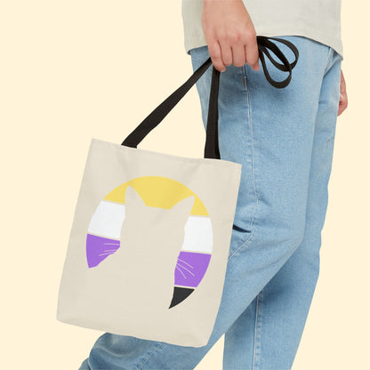 Nonbinary Pride | Cat Silhouette | Tote Bag - Detezi Designs - 17532634907324687362