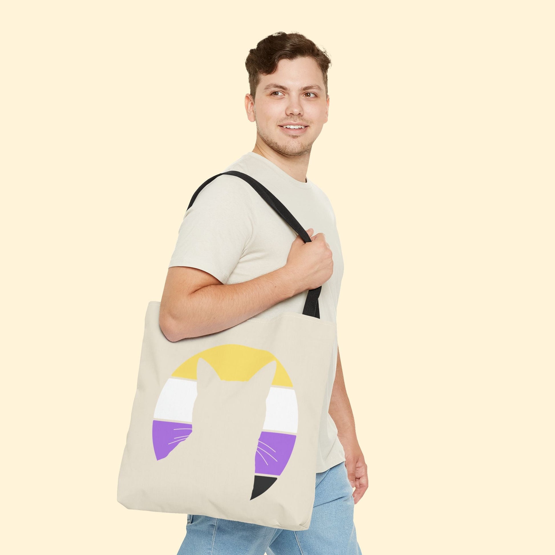 Nonbinary Pride | Cat Silhouette | Tote Bag - Detezi Designs - 17532634907324687362