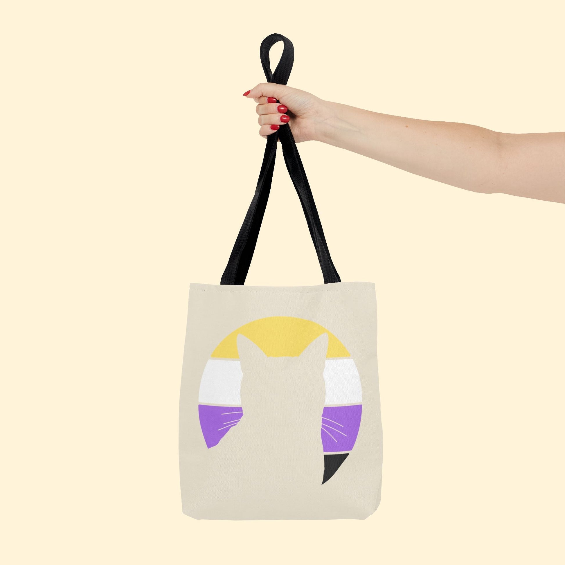 Nonbinary Pride | Cat Silhouette | Tote Bag - Detezi Designs - 17532634907324687362