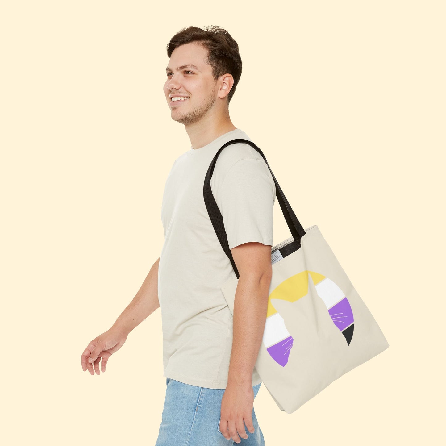 Nonbinary Pride | Cat Silhouette | Tote Bag - Detezi Designs - 17532634907324687362