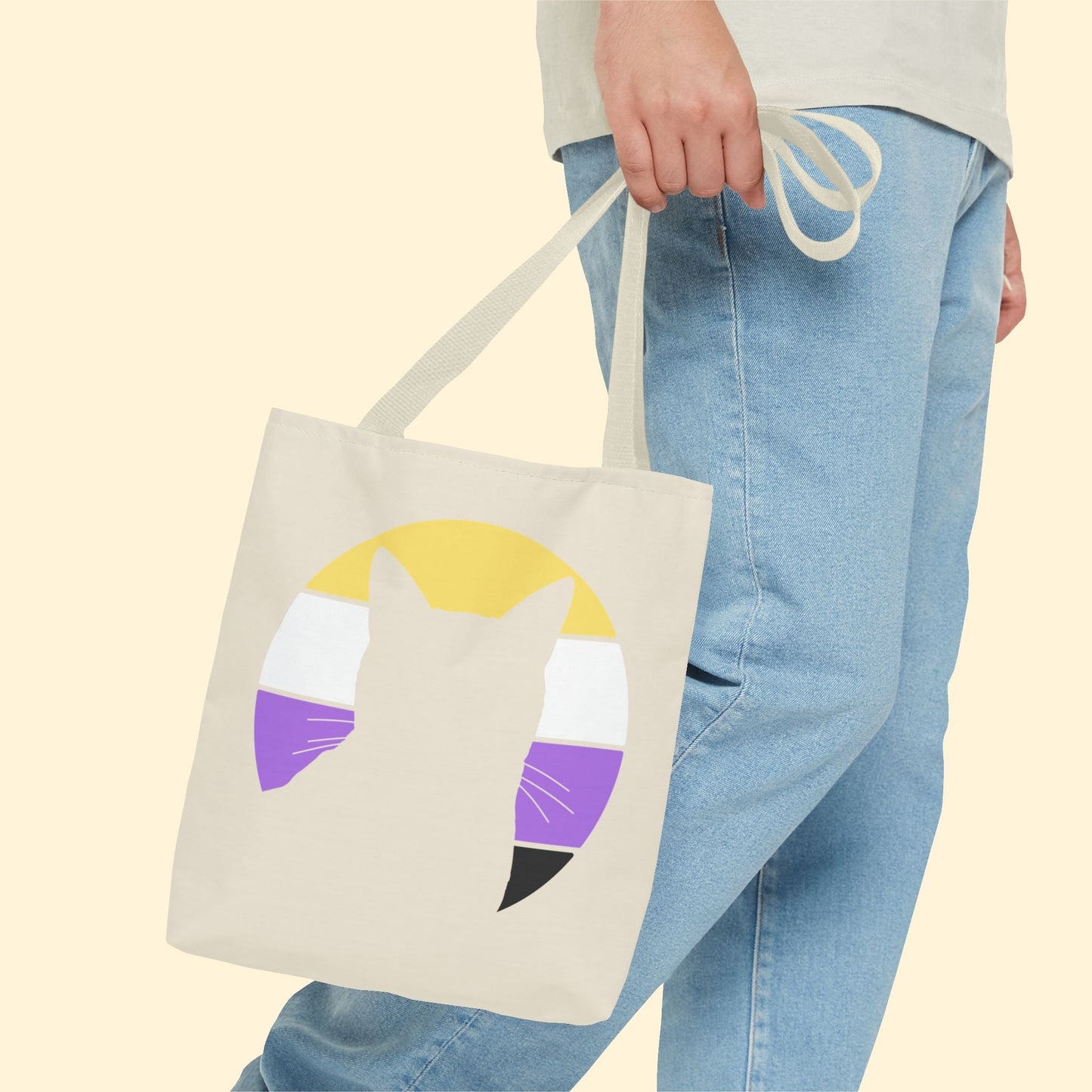 Nonbinary Pride | Cat Silhouette | Tote Bag - Detezi Designs - 17532634907324687362