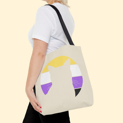 Nonbinary Pride | Cat Silhouette | Tote Bag - Detezi Designs - 17532634907324687362