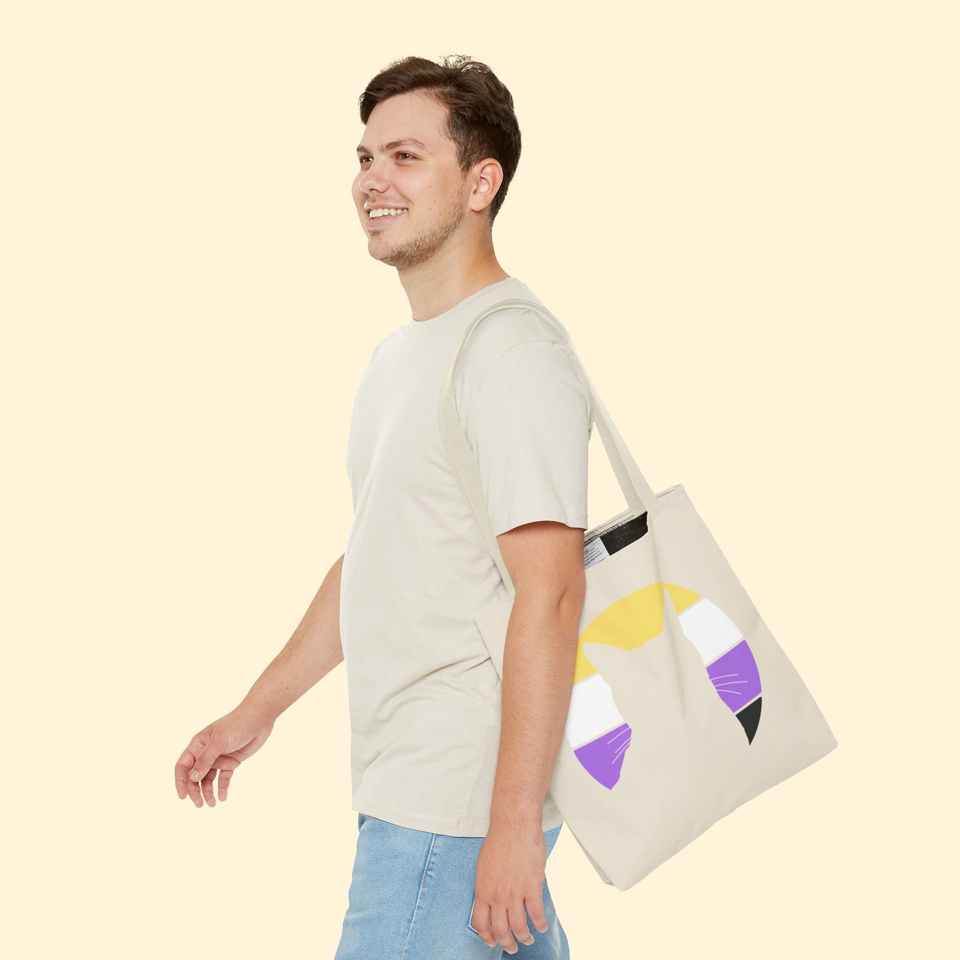 Nonbinary Pride | Cat Silhouette | Tote Bag - Detezi Designs - 17532634907324687362