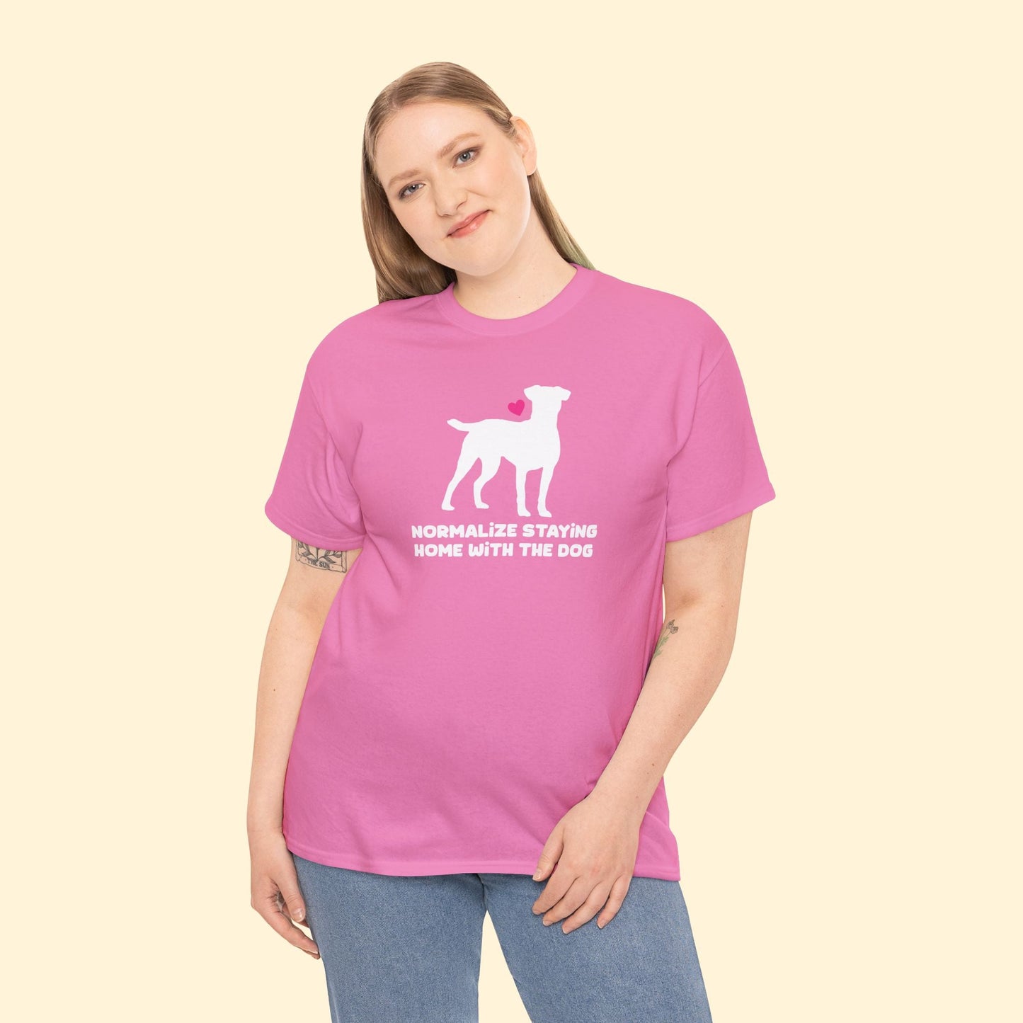 Normalize Staying Home With The Dog | Unisex Tee - Detezi Designs - 24995696606625394474