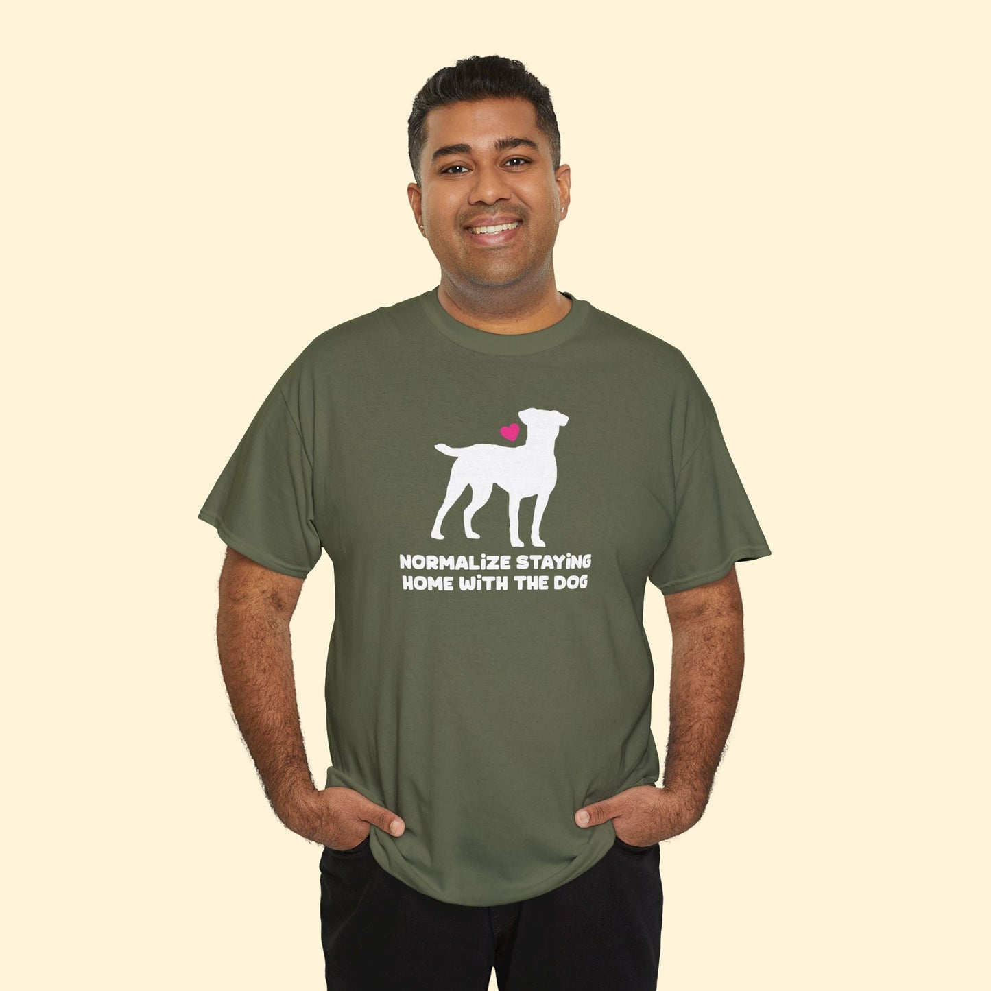 Normalize Staying Home With The Dog | Unisex Tee - Detezi Designs - 24995696606625394474