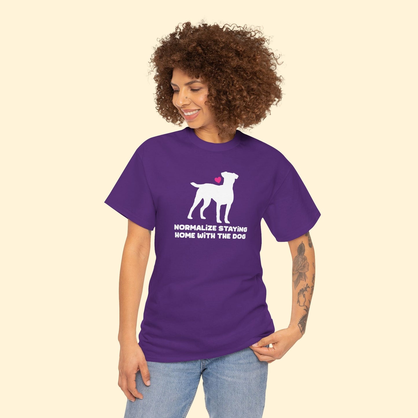 Normalize Staying Home With The Dog | Unisex Tee - Detezi Designs - 24995696606625394474