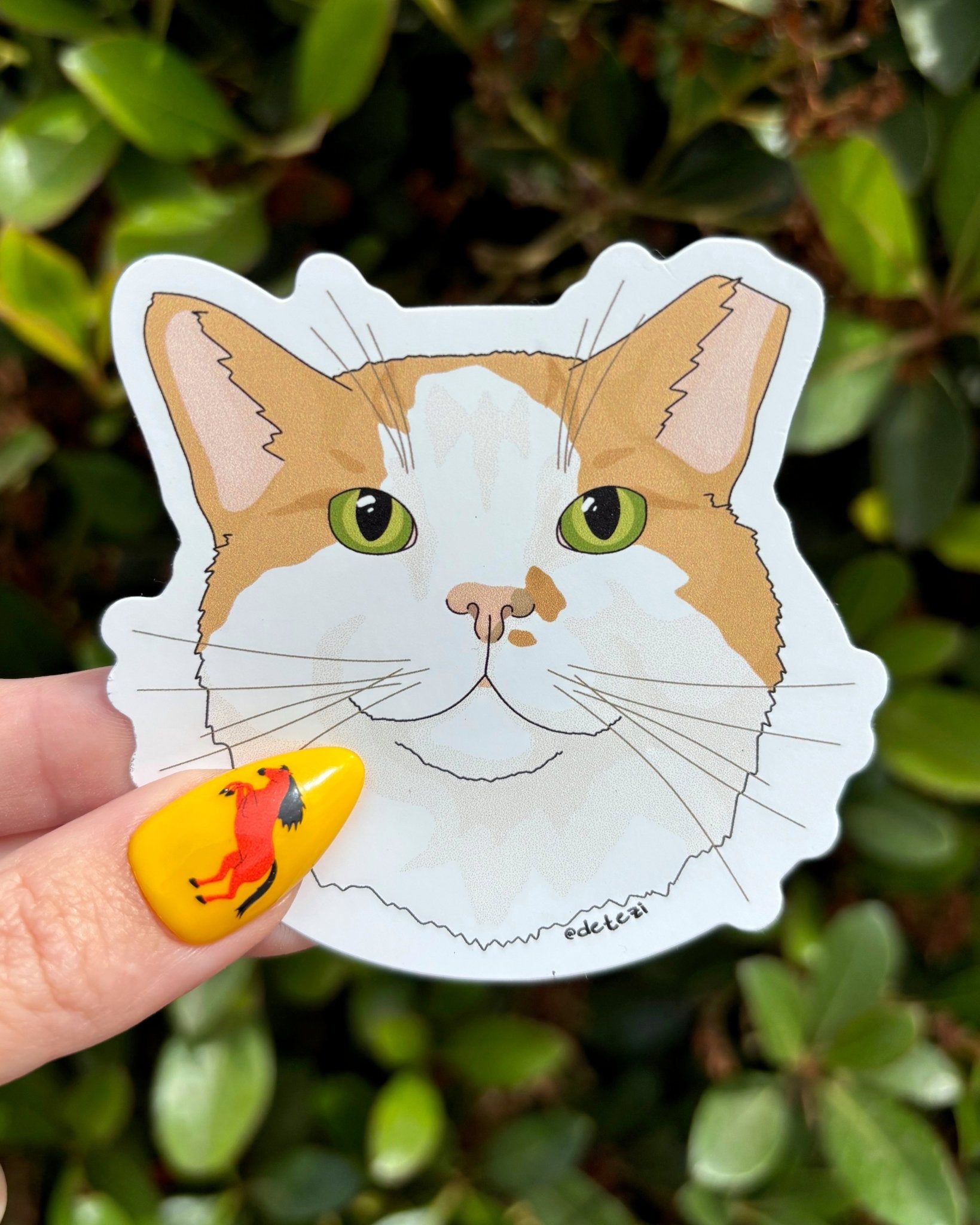 Orange and White DLH Cat | Vinyl Sticker - Detezi Designs - 