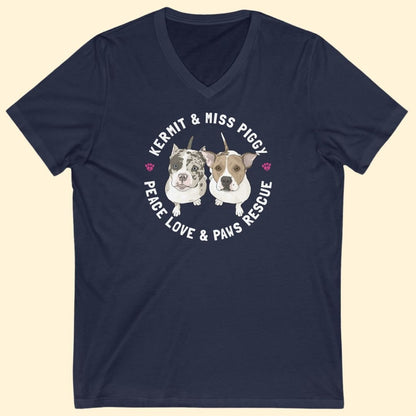 Peace Love & Paws | FUNDRAISER | Unisex V-Neck Tee - Detezi Designs-20066261972807369654