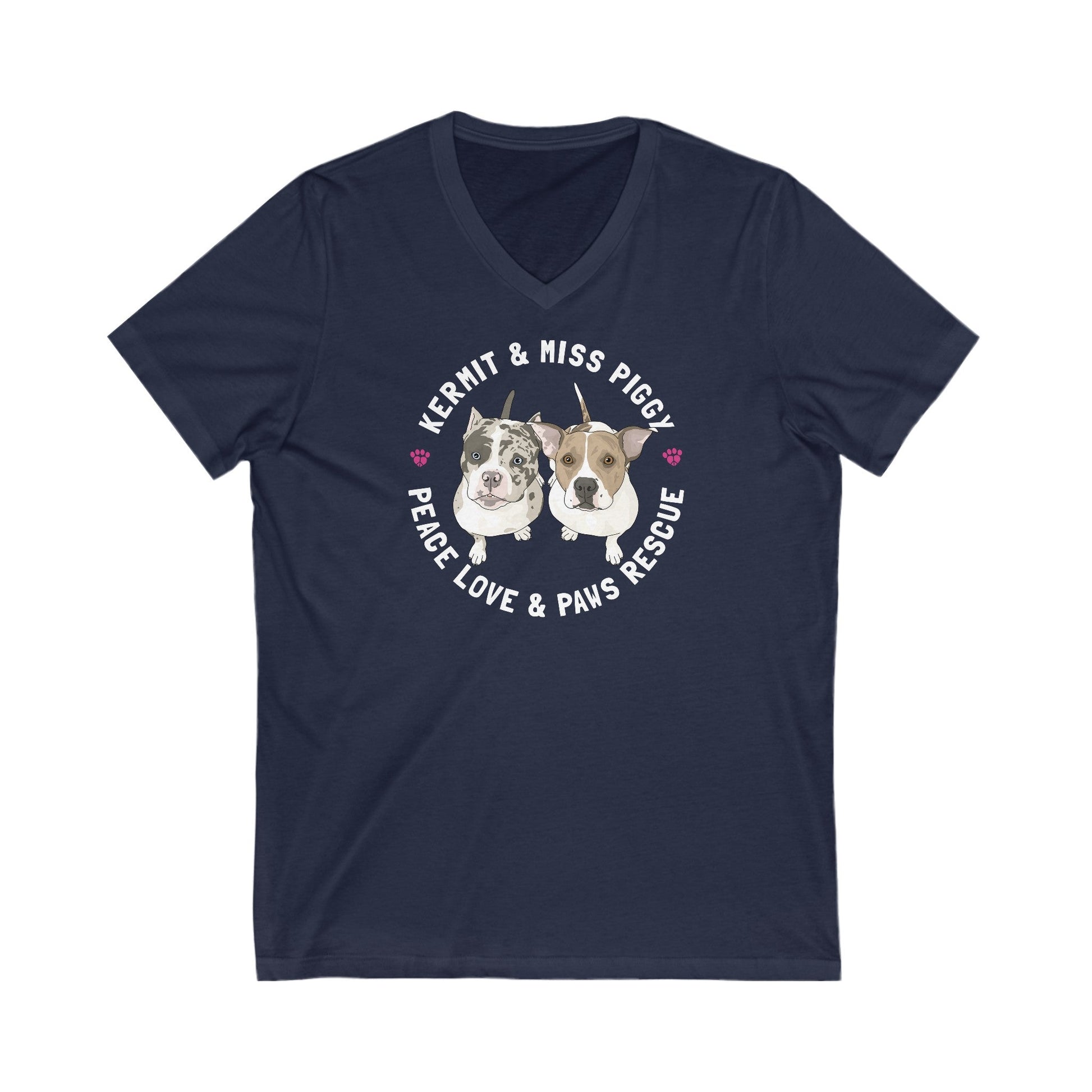 Peace Love & Paws | FUNDRAISER | Unisex V-Neck Tee - Detezi Designs-22578373583870414228