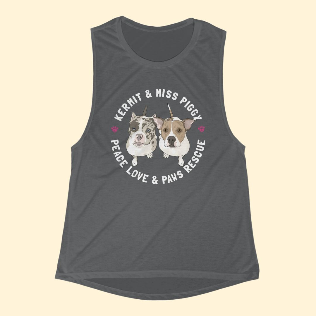 Peace Love & Paws | FUNDRAISER | Women's Flowy Scoop Muscle Tank - Detezi Designs-23570209234671287636