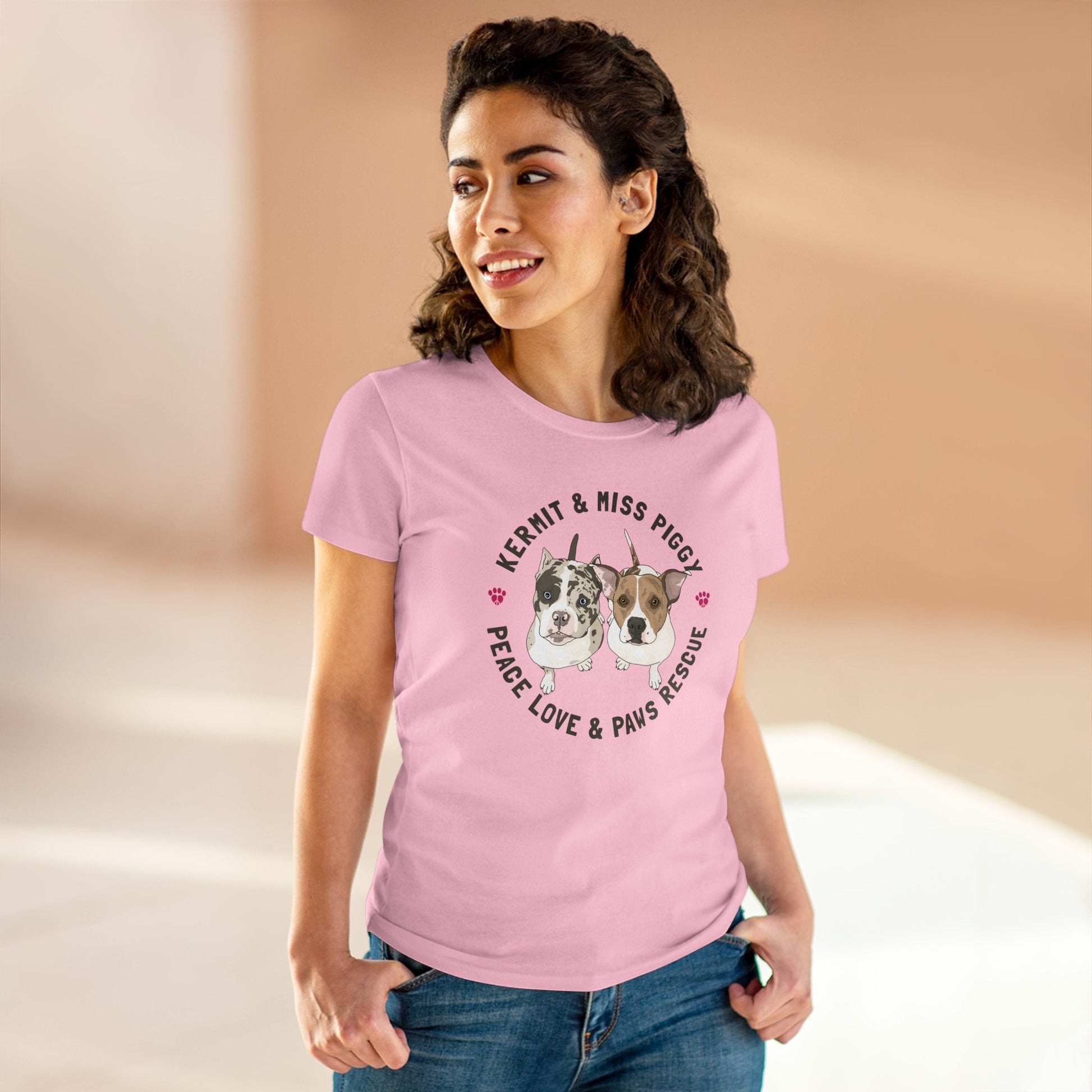 Peace Love & Paws | FUNDRAISER | Women's Midweight Cotton Tee - Detezi Designs-10953589483991423384