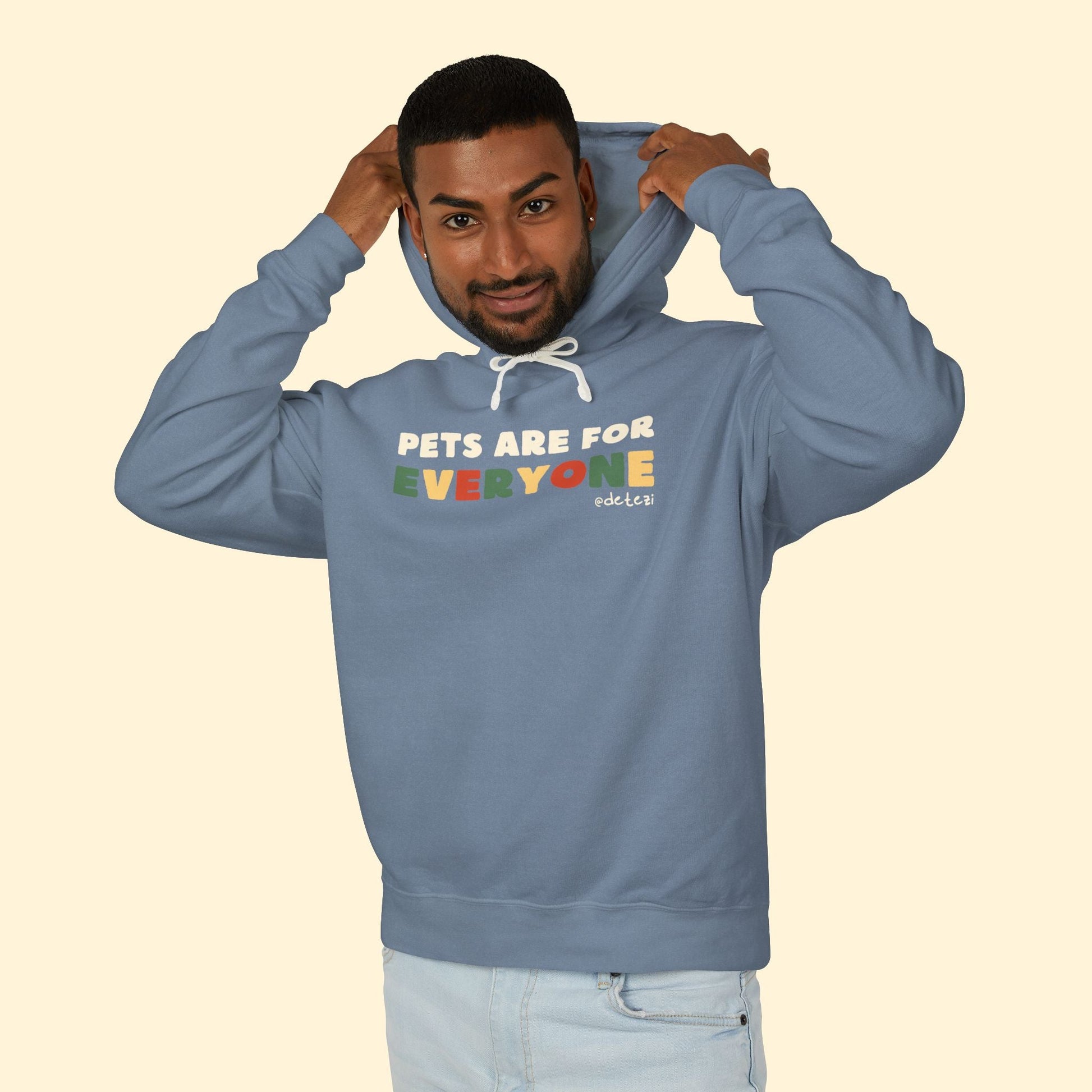 Pets Are For Everyone | Lightweight Comfort Colors Hooded Sweatshirt - Detezi Designs - 15609099463798199209