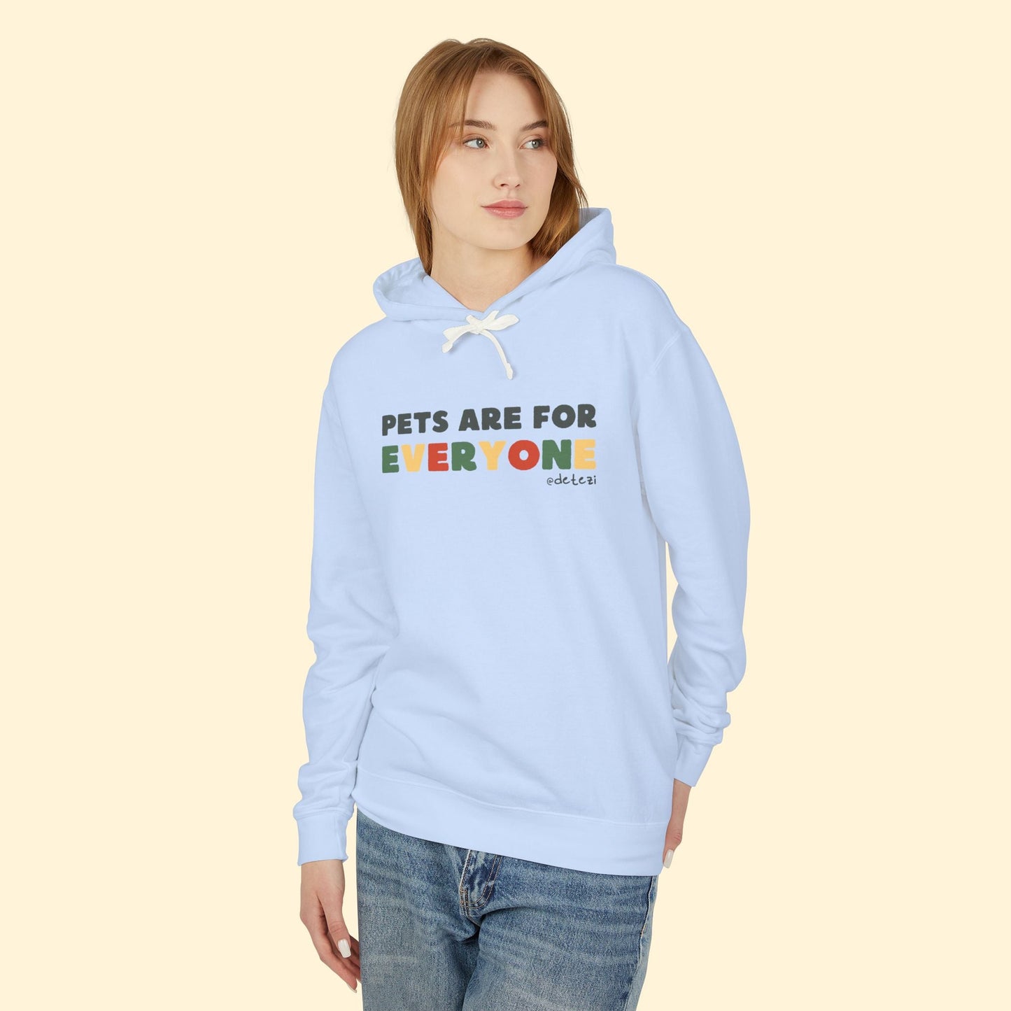 Pets Are For Everyone | Lightweight Comfort Colors Hooded Sweatshirt - Detezi Designs - 15609099463798199209