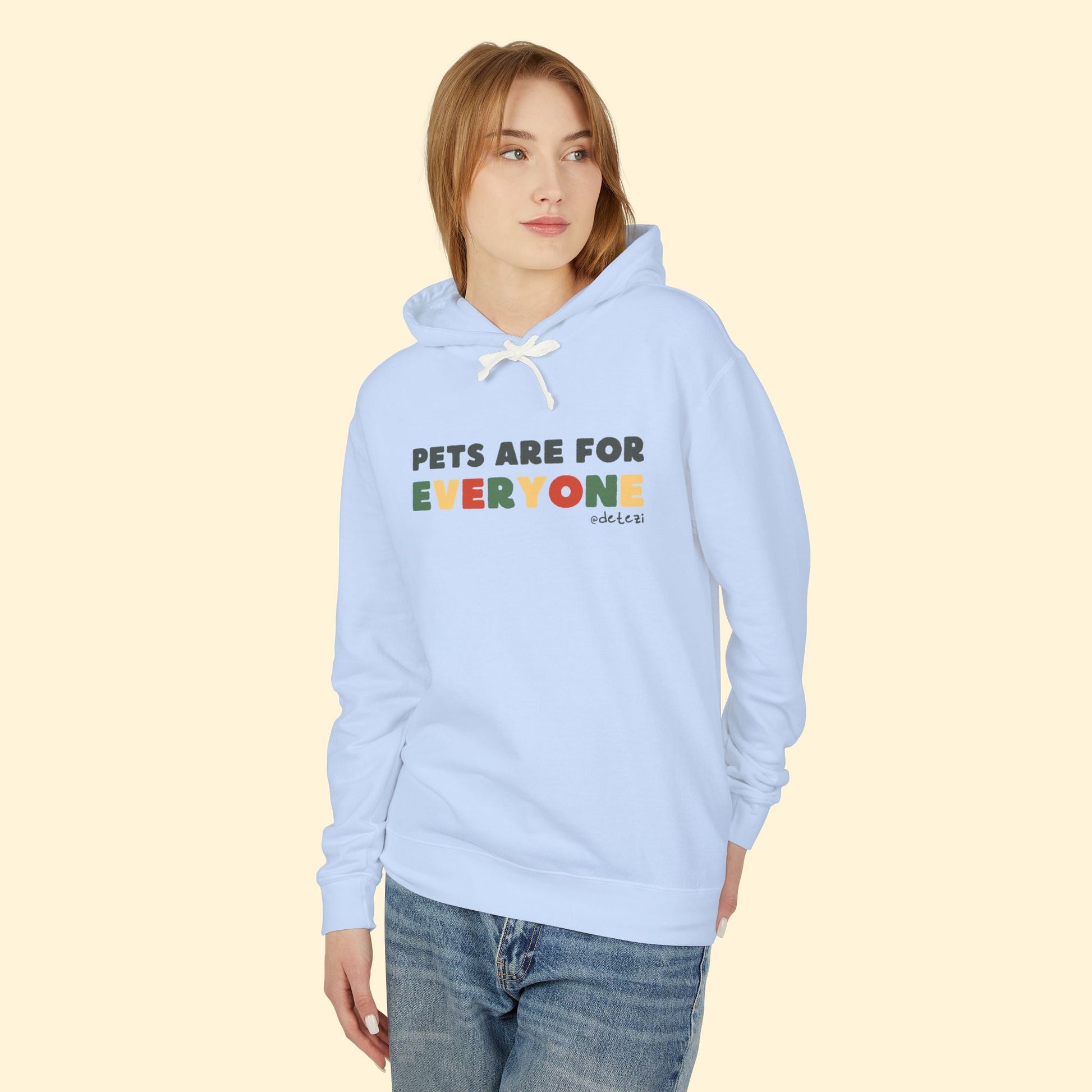 Pets Are For Everyone | Lightweight Comfort Colors Hooded Sweatshirt - Detezi Designs - 15609099463798199209