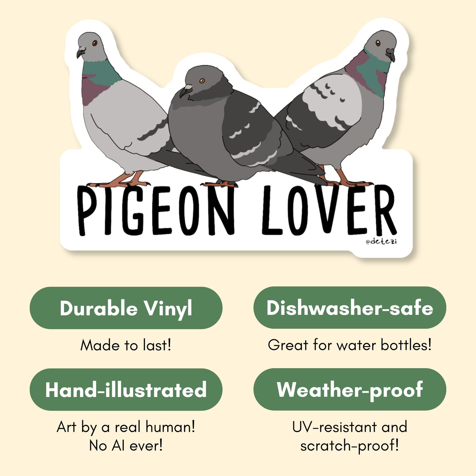 Pigeon Lover | Vinyl Sticker - Detezi Designs-