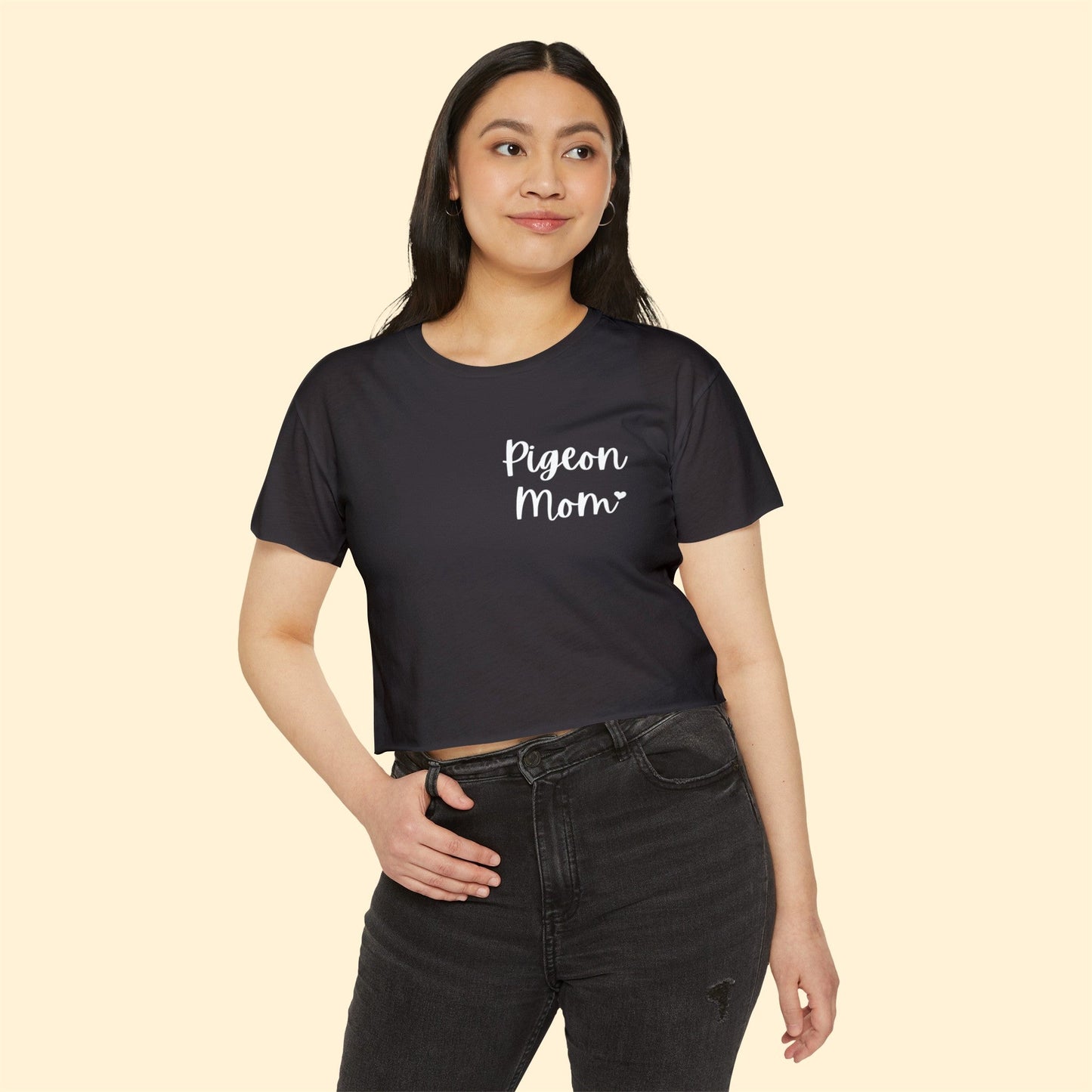 Pigeon Mom | Pocket Print | Women's Festival Crop Top - Detezi Designs-32788396143493674059