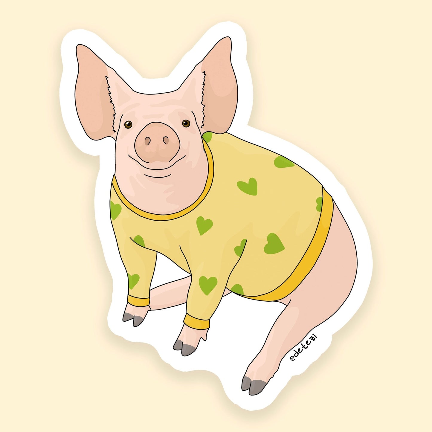 Piggy in a Sweater | Vinyl Sticker - Detezi Designs - 