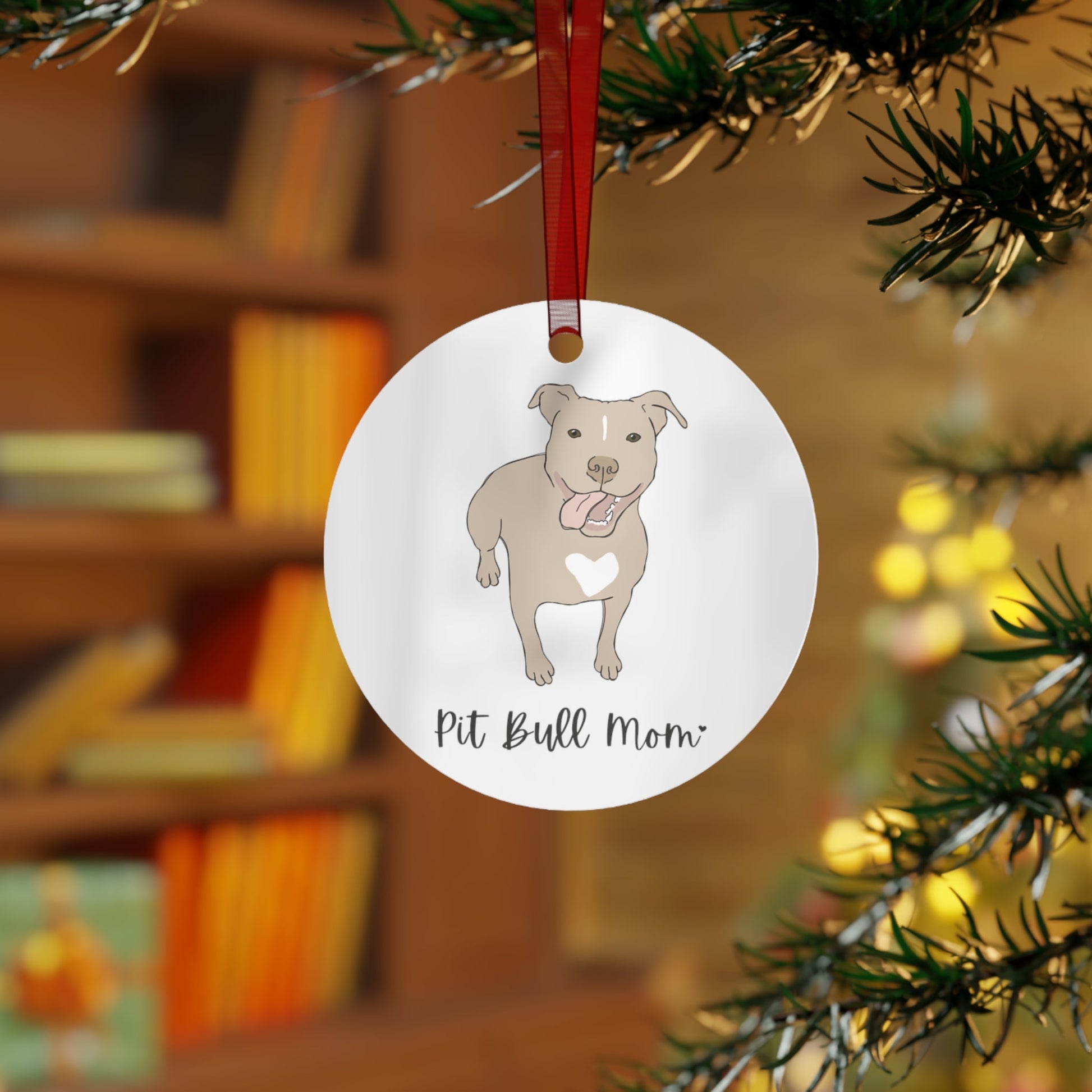 Pit Bull Mom | Holiday Ornament - Detezi Designs - 63039208768848483842