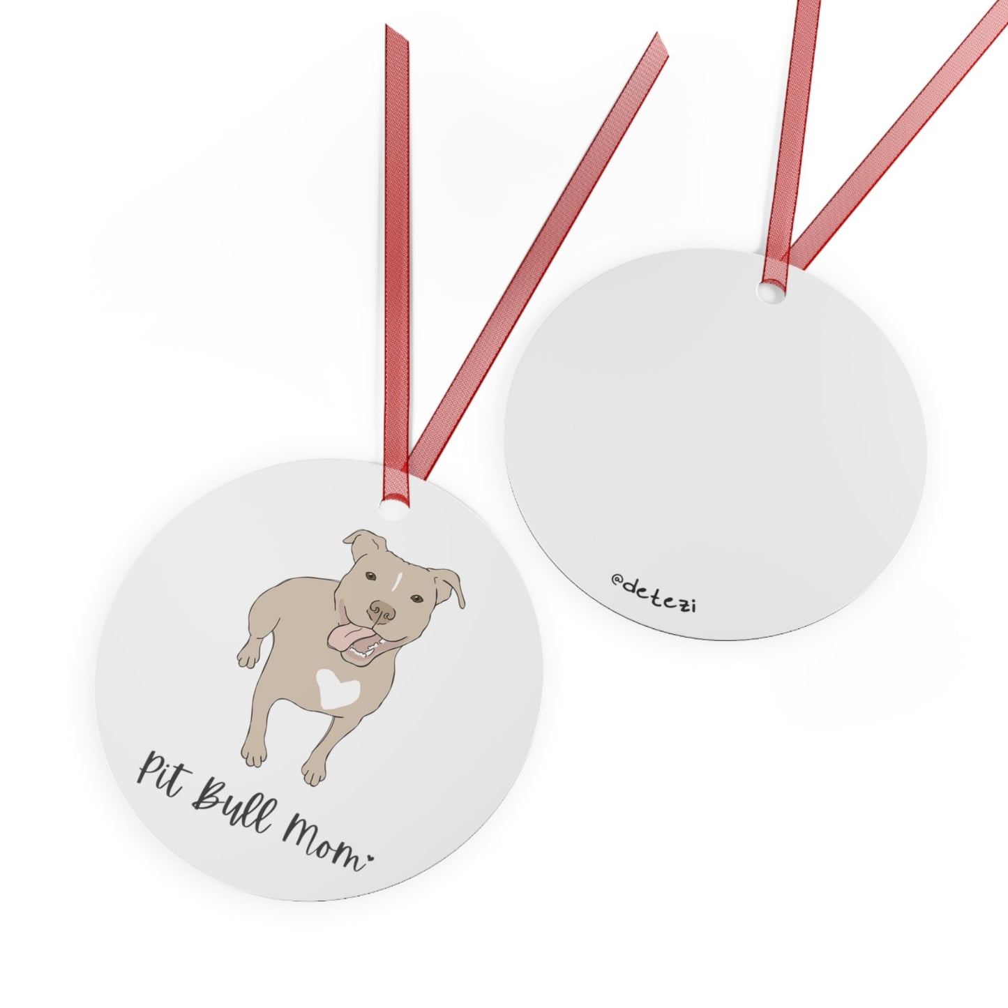 Pit Bull Mom | Holiday Ornament - Detezi Designs - 63039208768848483842