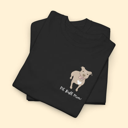 Pit Bull Mom | Pocket Print | Unisex T-shirt - Detezi Designs-18346833686688031735