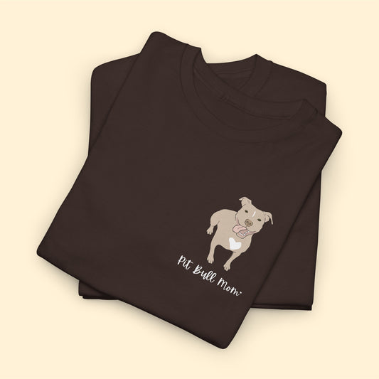 Pit Bull Mom | Pocket Print | Unisex T-shirt - Detezi Designs-24941369250540966379